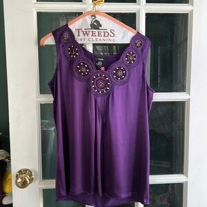 Alfani Womens Purple 100% Silk Floral Baby Doll Y2K size 4 1990s